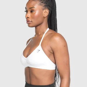 Fashion Gymshark Minimal Halterneck Sports Bra White