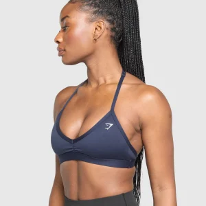 Online Gymshark Minimal Halterneck Sports Bra HeavyBlue