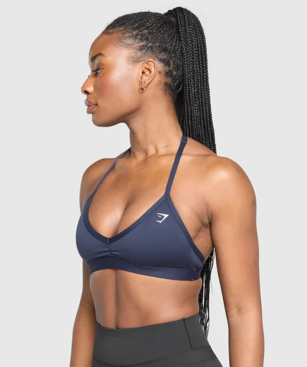 Online Gymshark Minimal Halterneck Sports Bra HeavyBlue