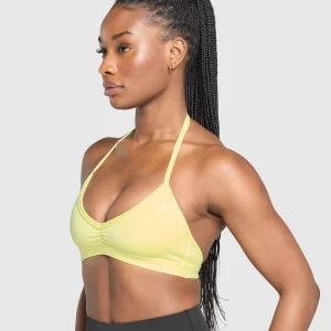 Sale Gymshark Minimal Halterneck Sports Bra RefreshYellow