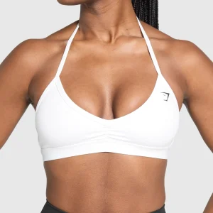 Fashion Gymshark Minimal Halterneck Sports Bra White