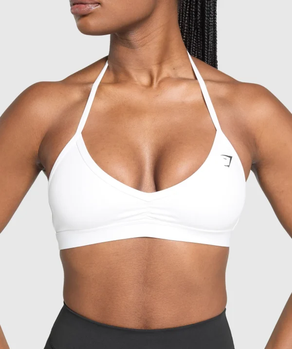 Fashion Gymshark Minimal Halterneck Sports Bra White