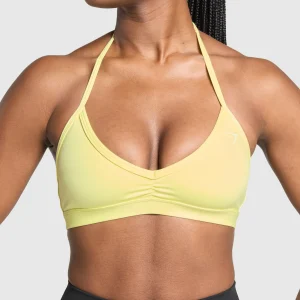 Sale Gymshark Minimal Halterneck Sports Bra RefreshYellow