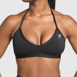 Clearance Gymshark Minimal Halterneck Sports Bra Black