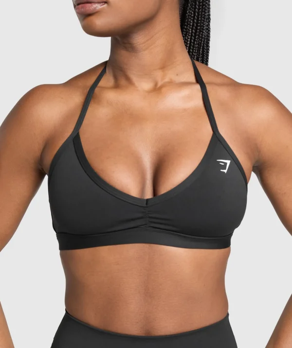 Clearance Gymshark Minimal Halterneck Sports Bra Black