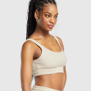 Discount Gymshark Monogram Towelling Bralette PebbleGrey