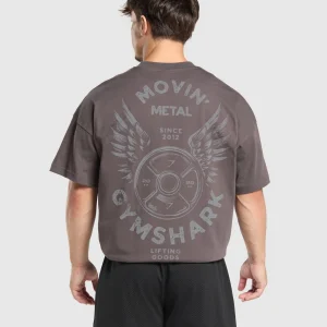 Discount Gymshark Movin' Metal Graphic T-Shirt GreyedPurple