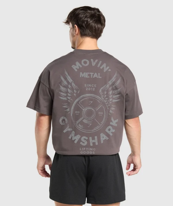 Discount Gymshark Movin' Metal Graphic T-Shirt GreyedPurple