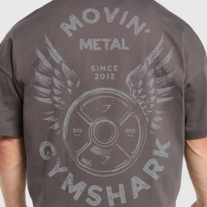 Discount Gymshark Movin' Metal Graphic T-Shirt GreyedPurple