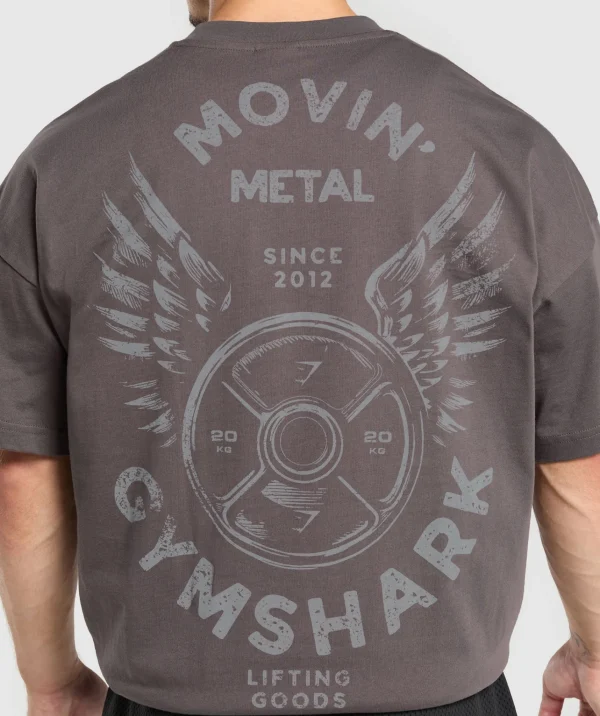 Discount Gymshark Movin' Metal Graphic T-Shirt GreyedPurple