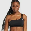 Clearance Gymshark One Shoulder Sports Bra Black