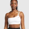 Clearance Gymshark One Shoulder Sports Bra White