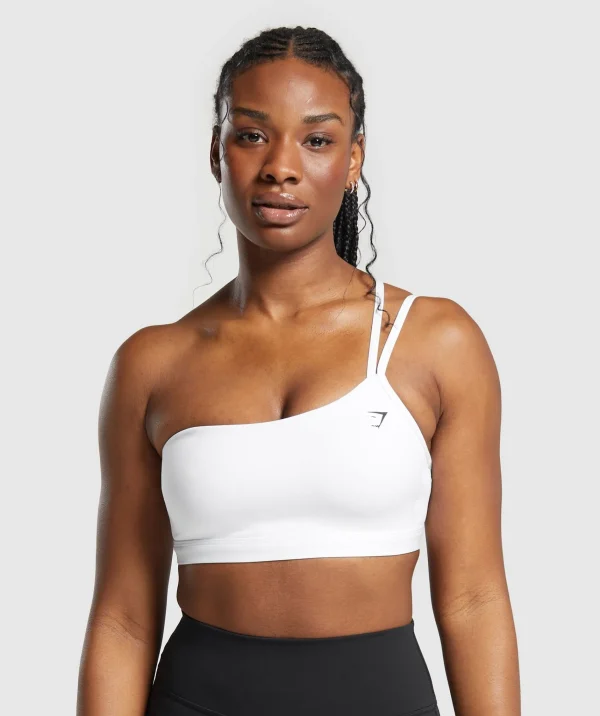 Clearance Gymshark One Shoulder Sports Bra White