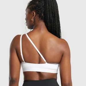 Clearance Gymshark One Shoulder Sports Bra White