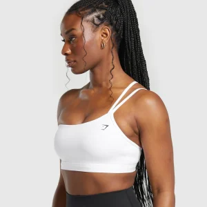 Clearance Gymshark One Shoulder Sports Bra White