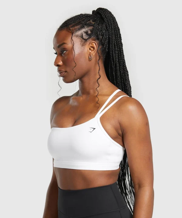 Clearance Gymshark One Shoulder Sports Bra White