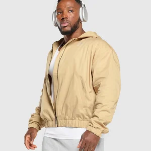 Hot Gymshark Oversized Hooded Jacket SandBeige