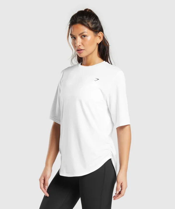 Clearance Gymshark Oversized Ruched T-Shirt White