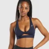 Hot Gymshark Peek A Boo Sports Bra HeavyBlue