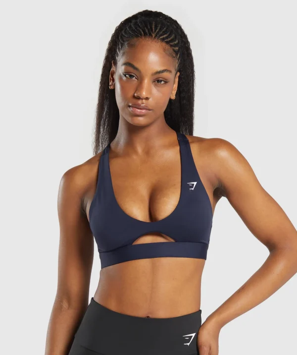 Hot Gymshark Peek A Boo Sports Bra HeavyBlue