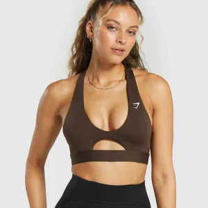 Discount Gymshark Peek A Boo Sports Bra ArchiveBrown