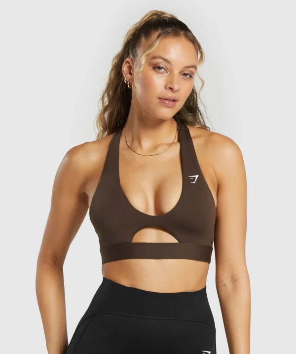 Discount Gymshark Peek A Boo Sports Bra ArchiveBrown