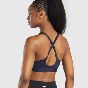 Hot Gymshark Peek A Boo Sports Bra HeavyBlue