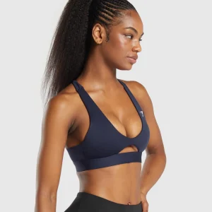 Hot Gymshark Peek A Boo Sports Bra HeavyBlue