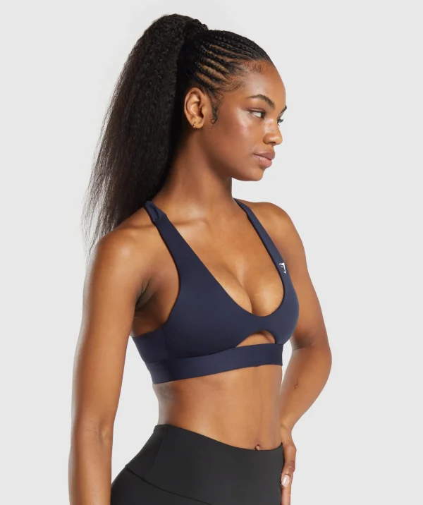 Hot Gymshark Peek A Boo Sports Bra HeavyBlue