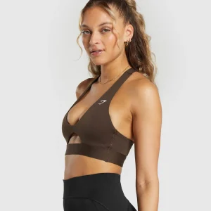 Discount Gymshark Peek A Boo Sports Bra ArchiveBrown