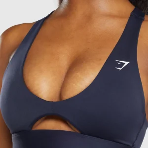 Hot Gymshark Peek A Boo Sports Bra HeavyBlue