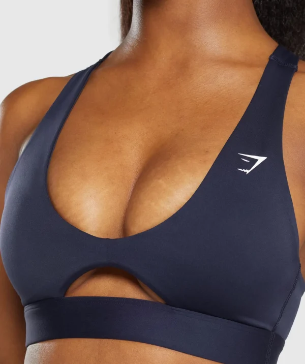 Hot Gymshark Peek A Boo Sports Bra HeavyBlue