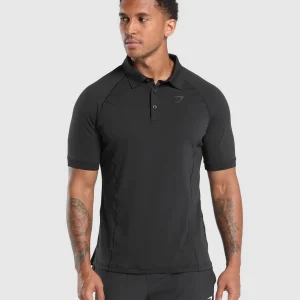 Outlet Gymshark Performance Polo Shirt Black