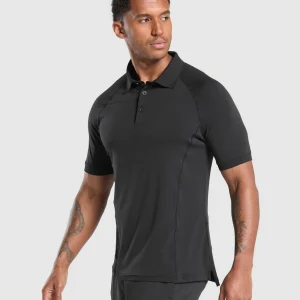 Outlet Gymshark Performance Polo Shirt Black