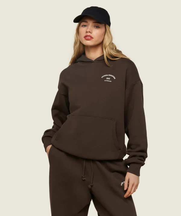 Hot Gymshark Phys Ed Graphic Hoodie ArchiveBrown