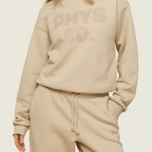 Hot Gymshark Phys Ed Graphics Relaxed Sweatshirt VanillaBeige