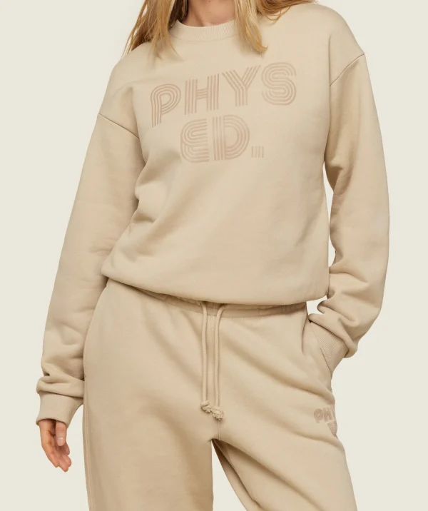 Hot Gymshark Phys Ed Graphics Relaxed Sweatshirt VanillaBeige