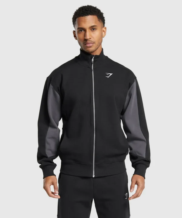 New Gymshark Pique Track Jacket Black/OnyxGrey