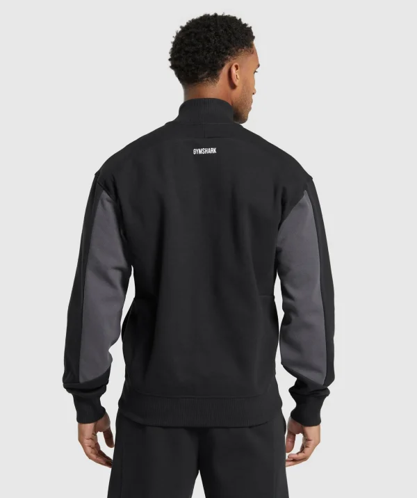 New Gymshark Pique Track Jacket Black/OnyxGrey