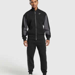 New Gymshark Pique Track Jacket Black/OnyxGrey