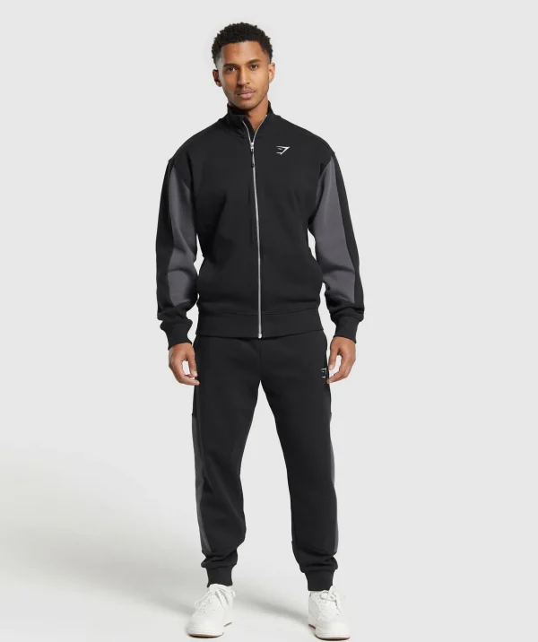 New Gymshark Pique Track Jacket Black/OnyxGrey