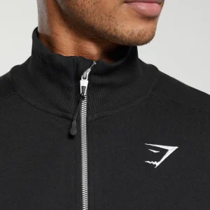 New Gymshark Pique Track Jacket Black/OnyxGrey