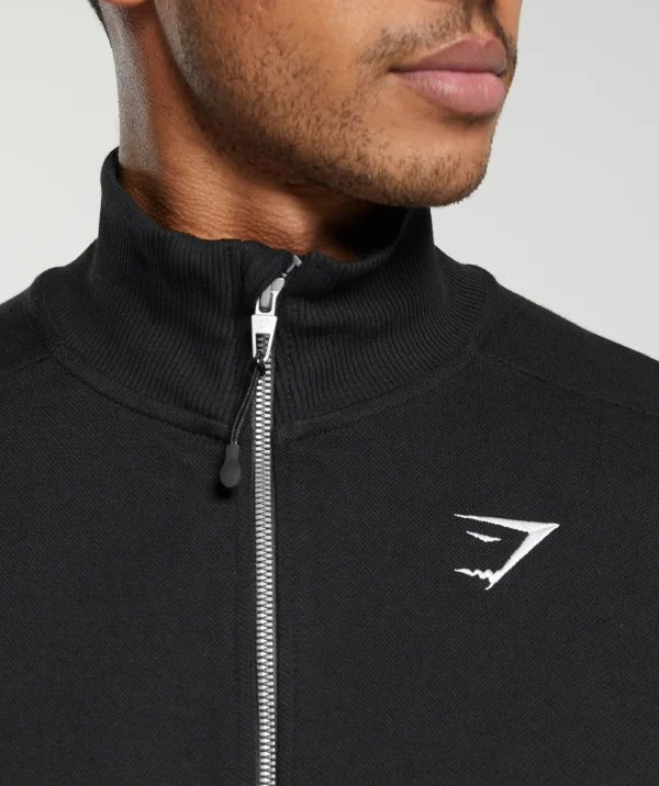 New Gymshark Pique Track Jacket Black/OnyxGrey