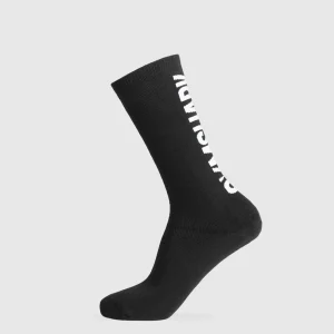 New Gymshark Plush Wordmark Crew Sock Black