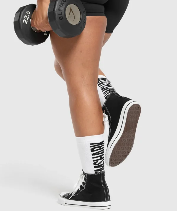 Discount Gymshark Plush Wordmark Crew Sock White