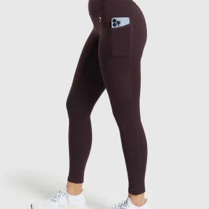 Outlet Gymshark Pocket Leggings PlumBrown