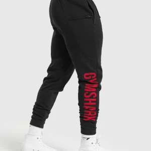 Fashion Gymshark Power Joggers Black/ConditioningRed