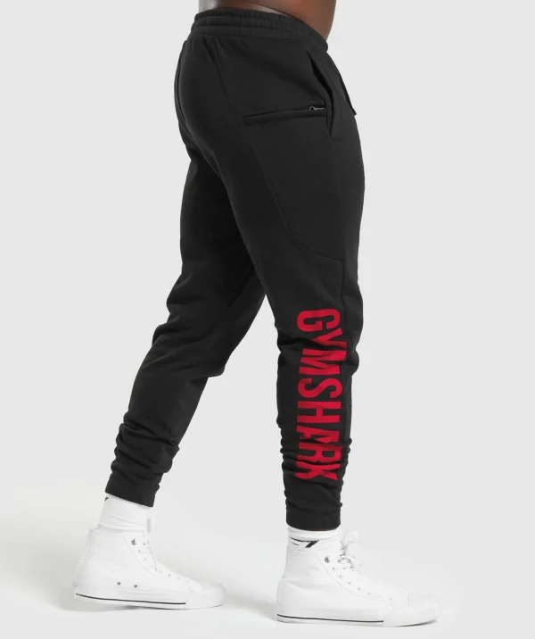 Fashion Gymshark Power Joggers Black/ConditioningRed