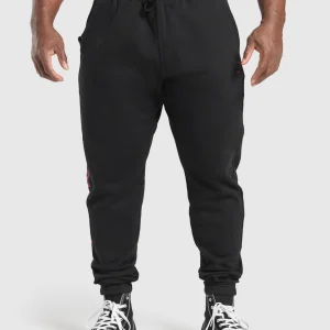 Fashion Gymshark Power Joggers Black/ConditioningRed