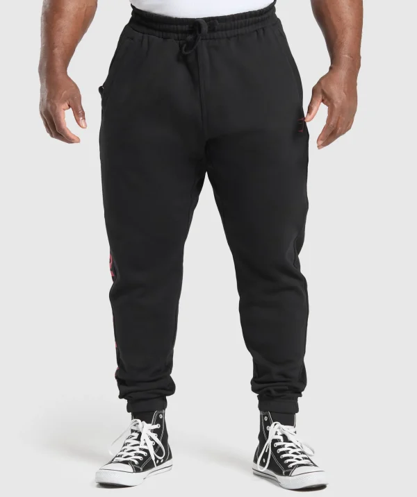 Fashion Gymshark Power Joggers Black/ConditioningRed